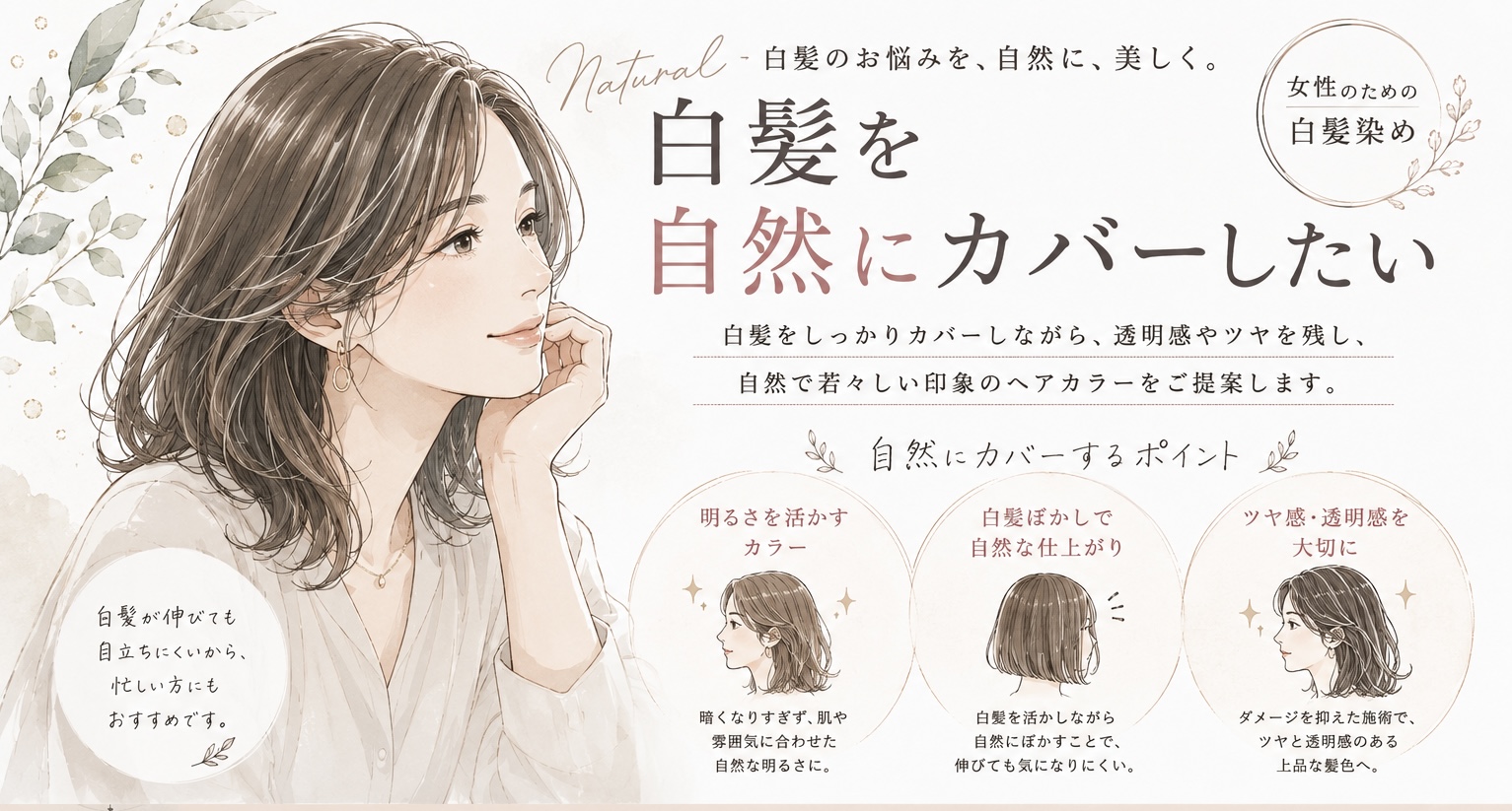 自然な白髪染めをしたいなら|郡山市cutboxSNOWDROP